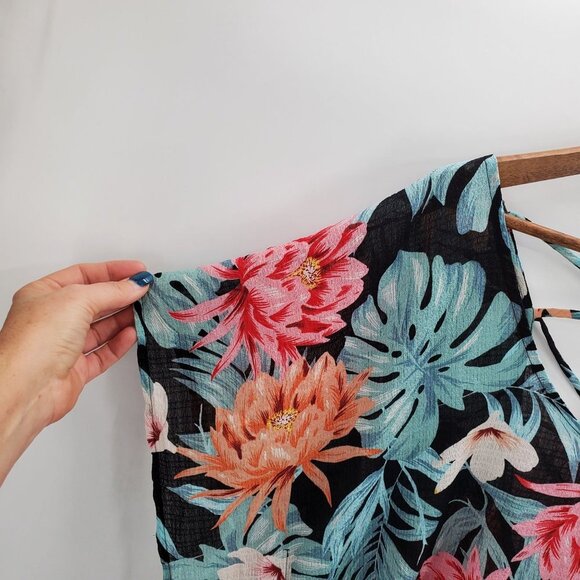 Kona Sol Swimsuit Coverup‎ Womens Size L Tropical Floral Kimono Sleeveless Swim - Picture 9 of 15